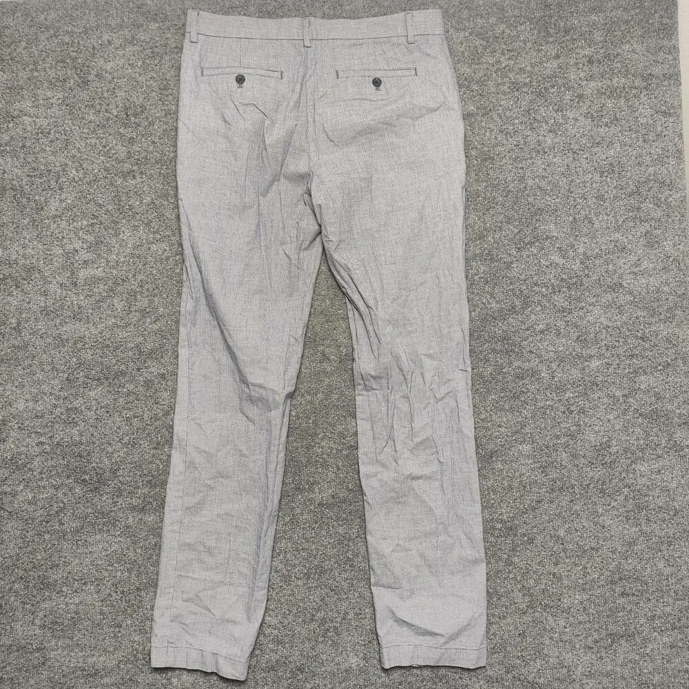 Banana Republic Pants Mens 32x34 Blue Linen Cotton Slim Fit Check Aiden Chino